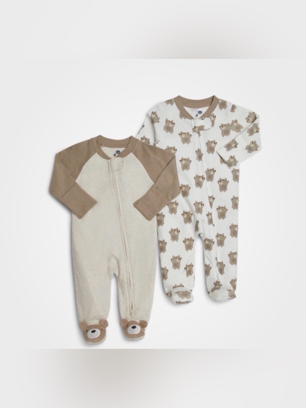 Small Story Organic Cotton 2 Way Zip Footie 2 Pack Printed Footie 0-3M